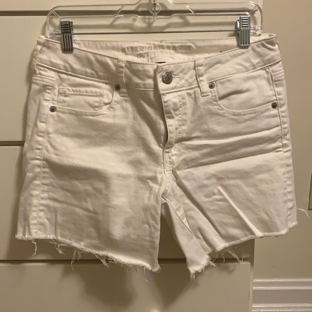 AE white jean shorts